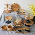 Acacia Wood Pallet Wood Dish Dessert Cake - home decor
