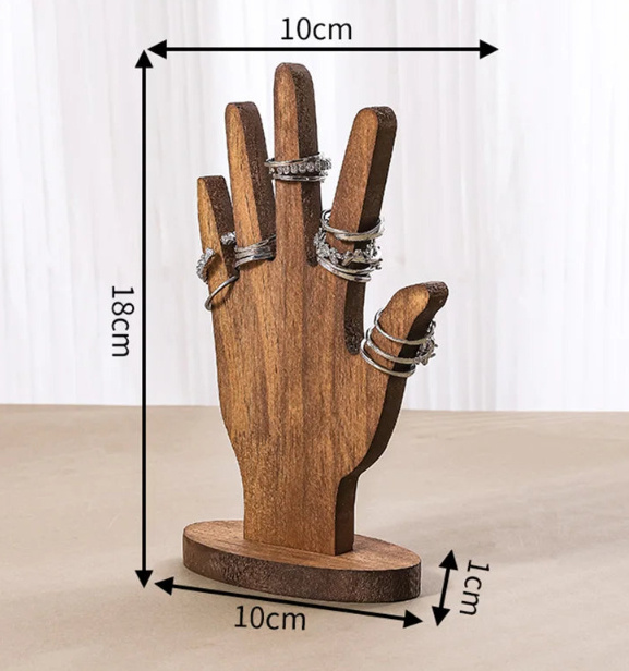 Wooden Jewelry Display Shelf Palm Model Jewelry Storage Wooden Rack - home styling