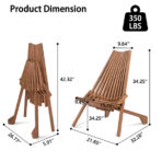 Wood Folding Chair For Outdoor, Low Profile Acacia Wood Lounge Chair For Balcony Porch BackyardPatio Lawn Garden - bedroom furniture