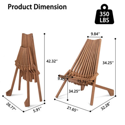 Wood Folding Chair For Outdoor, Low Profile Acacia Wood Lounge Chair For Balcony Porch BackyardPatio Lawn Garden - bedroom furniture