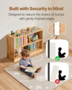 Montessori Bookshelf, 35.4 In Width Toy Storage Organizer, 2-Tier Kids Display Storage Cabinet, Daycare Furniture, Kids Bookshelf For Bedroom, Nursery, Living Room, Entryway, Preschool, Brown - wood furniture