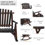 Classic Wooden High-Back Rocker, Carbonized For Garden Serenity & Relaxation, Durable Outdoor Furniture - living room furniture