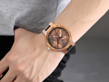 Casual Wooden Men's Watch Broken Leaf Wooden Face - interior decor