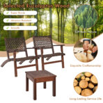 3 Pieces Outdoor Wooden Patio Rattan Furniture Set - home styling