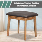 43.3 Classic Wood Makeup Vanity Set With Flip-top Mirror And Stool, Dressing Table With Three Drawers And Storage Space, Brown - natural wood