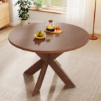 Round Dining Table Modern Farmhouse Kitchen Table, Cherry - quality furniture