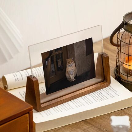 Acrylic Solid Wood Photo Frame Table - home decor