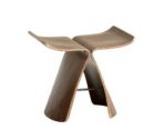 Creative Features Curved Low Stool Walnut Color Solid Wood Chair - rustic wood