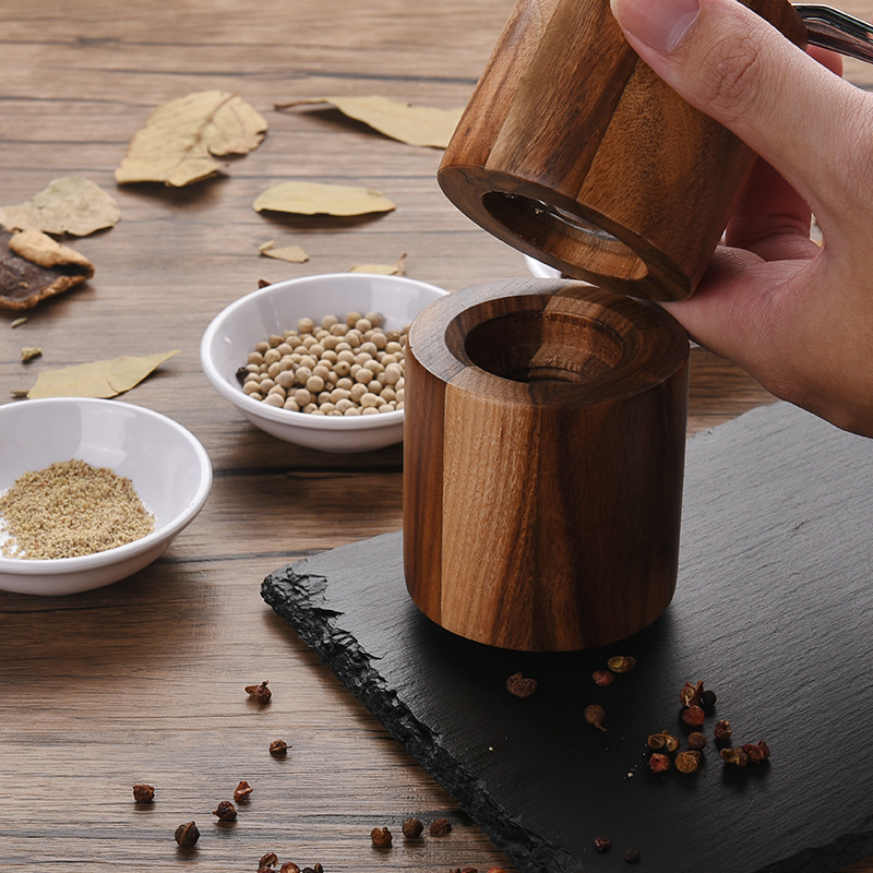 Hand Grinder Salt Pot Acacia Wood - interior design