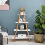 Solid Wood, Bamboo Wood, Oxford A- Shaped Ladder Display Bookshelf - wood furniture