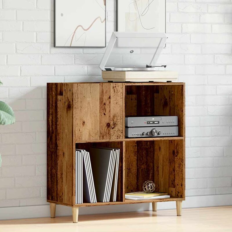 record cabinet, reclaimed wood look, 84.5x38x89 cm, engineered wood - home styling