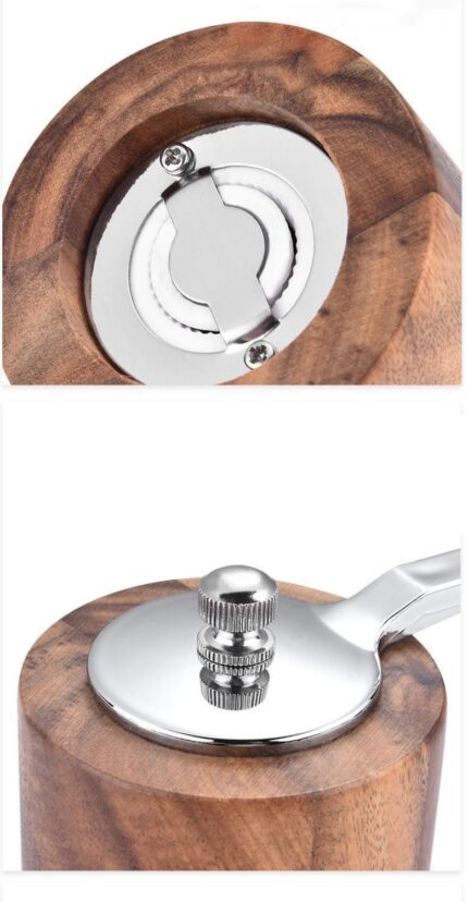 Hand Grinder Salt Pot Acacia Wood - rustic wood