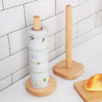 Kitchen Japanese Beech Wood Vertical Roll Paper Storage Rack - natural wood