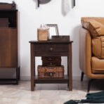 Dark Brown Nightstand With Drawer And Shelves Compact Design For Small Spaces Bedroom Furniture - bedroom furniture