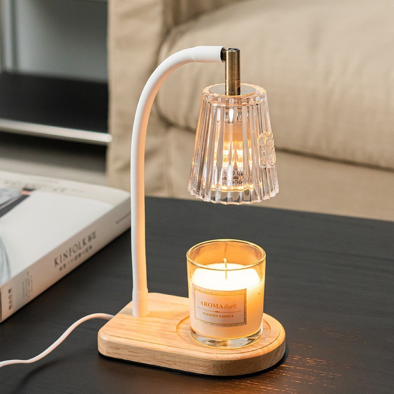 Simple Solid Wood Base Aromatherapy Wax Melting Lamp - rustic wood