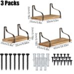 3 Pcs Wood Floating Shelves 3 Size Rustic Brown Wall Shelves Room Hanging Book Shelves Small Farmhouse Decor Wall Mounted Display For Living Room Bedroom Kitchen Bathroom Office - living room furniture