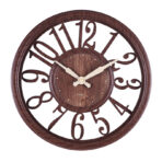Household Round Hollow Wood Wall Clock - interior decor