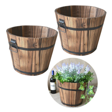 Solid Wood Succulent Plant Pots Carbonized Anticorrosive Wood Flower Box - living room furniture