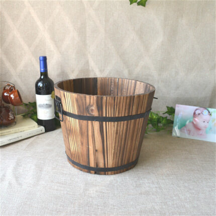 Solid Wood Succulent Plant Pots Carbonized Anticorrosive Wood Flower Box - interior design