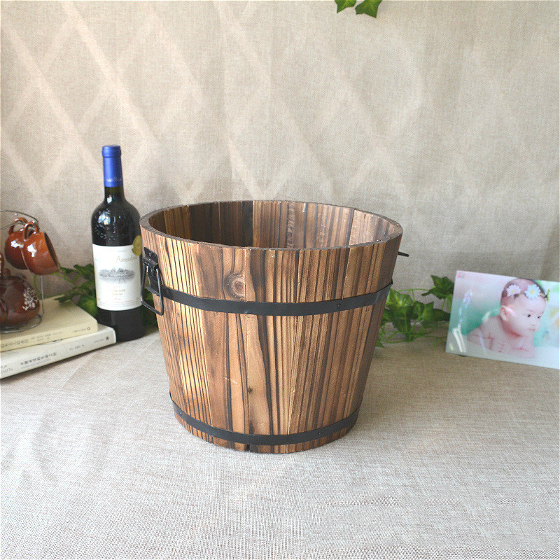 Solid Wood Succulent Plant Pots Carbonized Anticorrosive Wood Flower Box - interior design