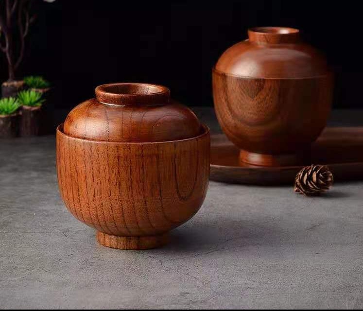 Solid Wood Bowl With Lid And Jujube Wood Instant Noodle Bowl - home accessories