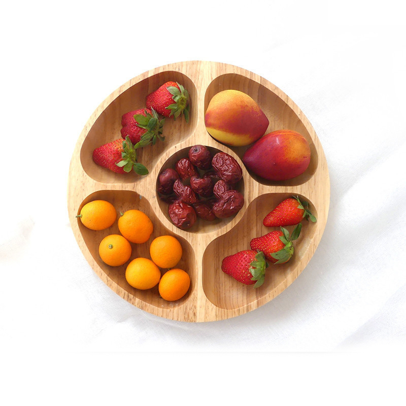 Grid solid wood plate - home decor