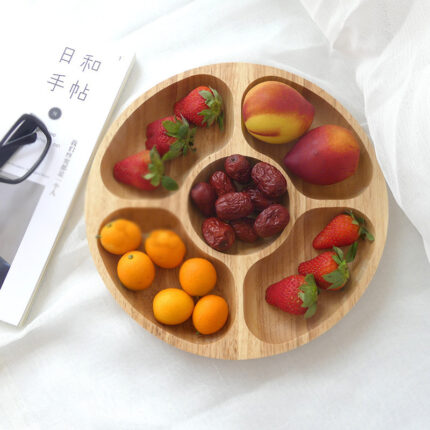 Grid solid wood plate - natural wood