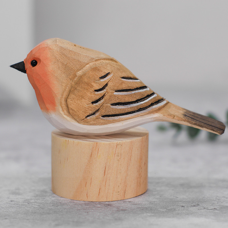 Solid Wood Bird Ornament Birthday Gift Pure Handmade Wood Carving - modern furniture