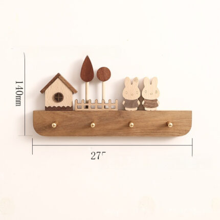 Wall-mounted Behind The Door Key Storage Rack Solid Wood - bedroom furniture